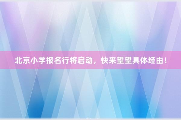 北京小学报名行将启动，快来望望具体经由！